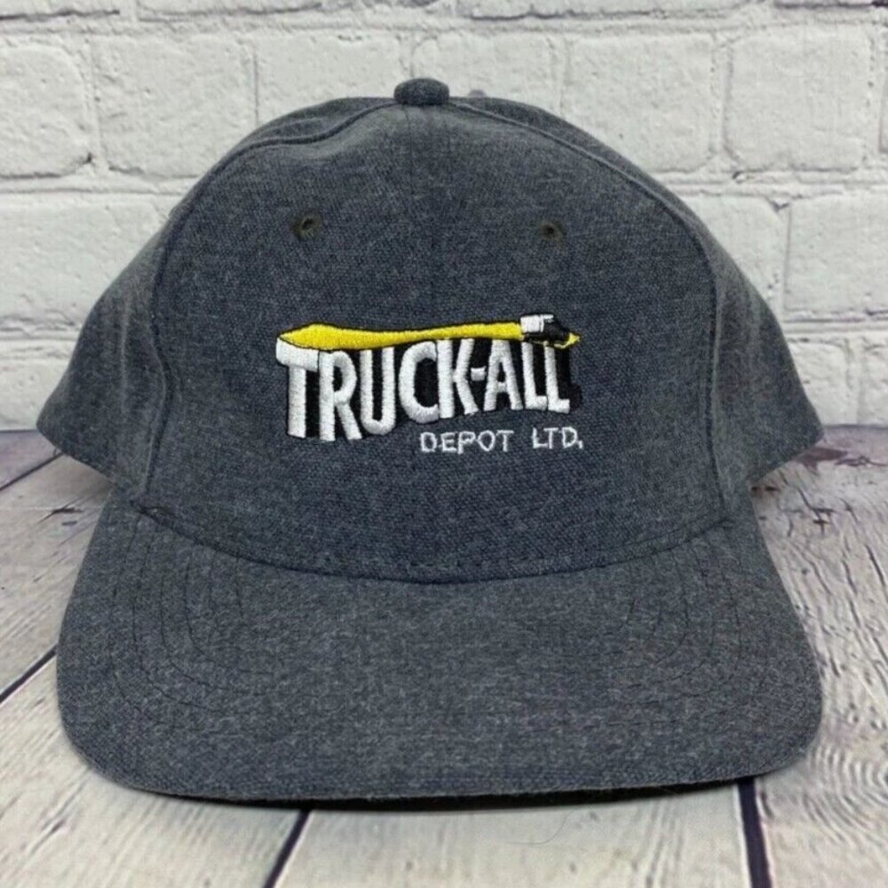 Vintage Baseball Hat Truck - All Depot Ltd. Cap Embroidered Logo Snapback Gray